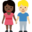 woman and man holding hands, dark skin tone, medium-light skin tone